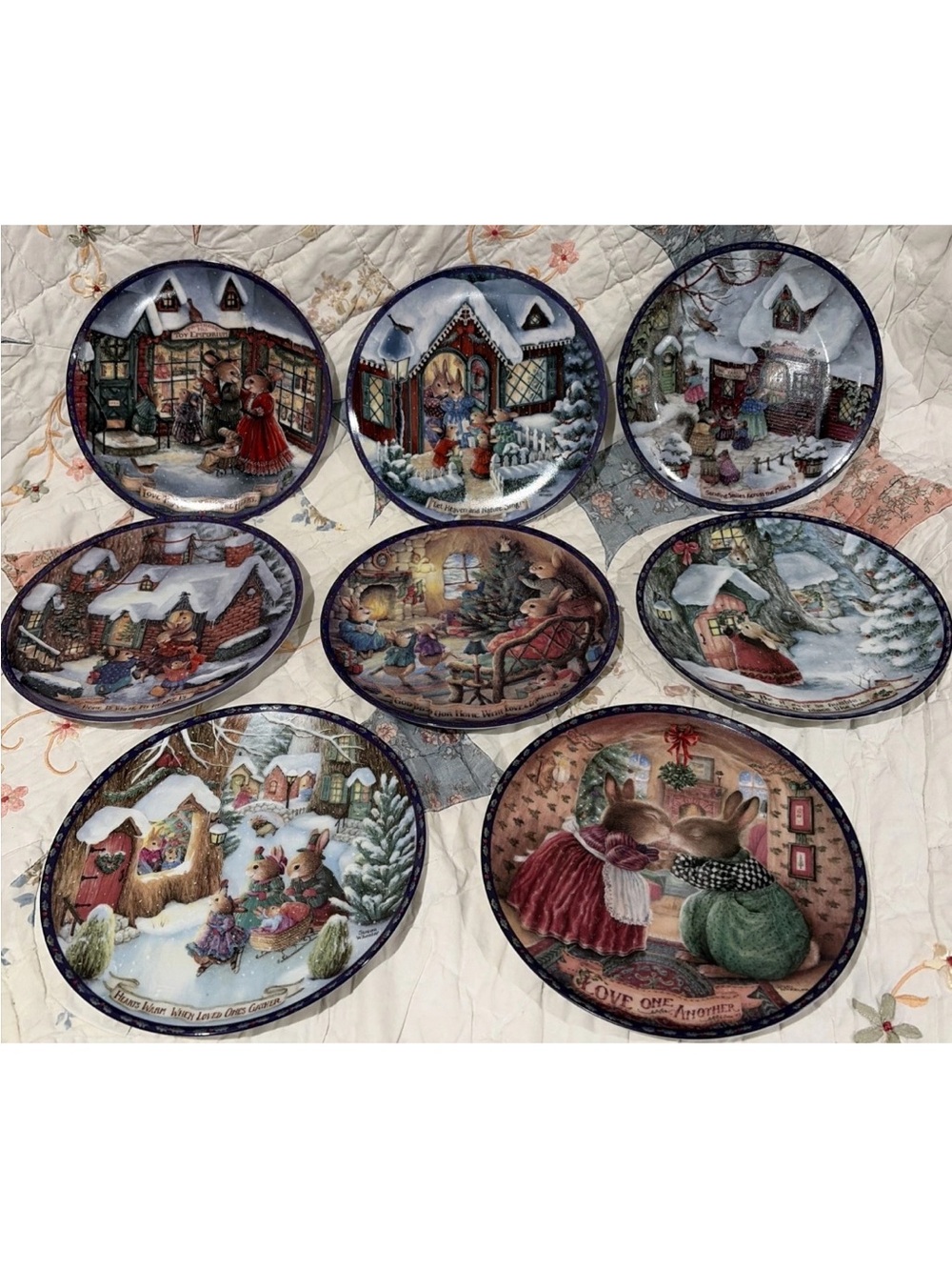 Complete Set 8 Susan Wheeler Christmas Comes to Primrose Hill Collector Plates